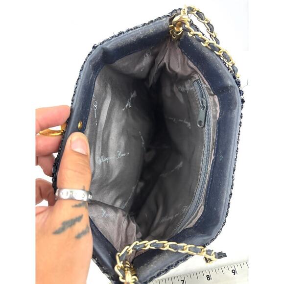 Vintage Dark Blue Metal Mesh Crossbody Bag 1980s - Picture 10 of 16